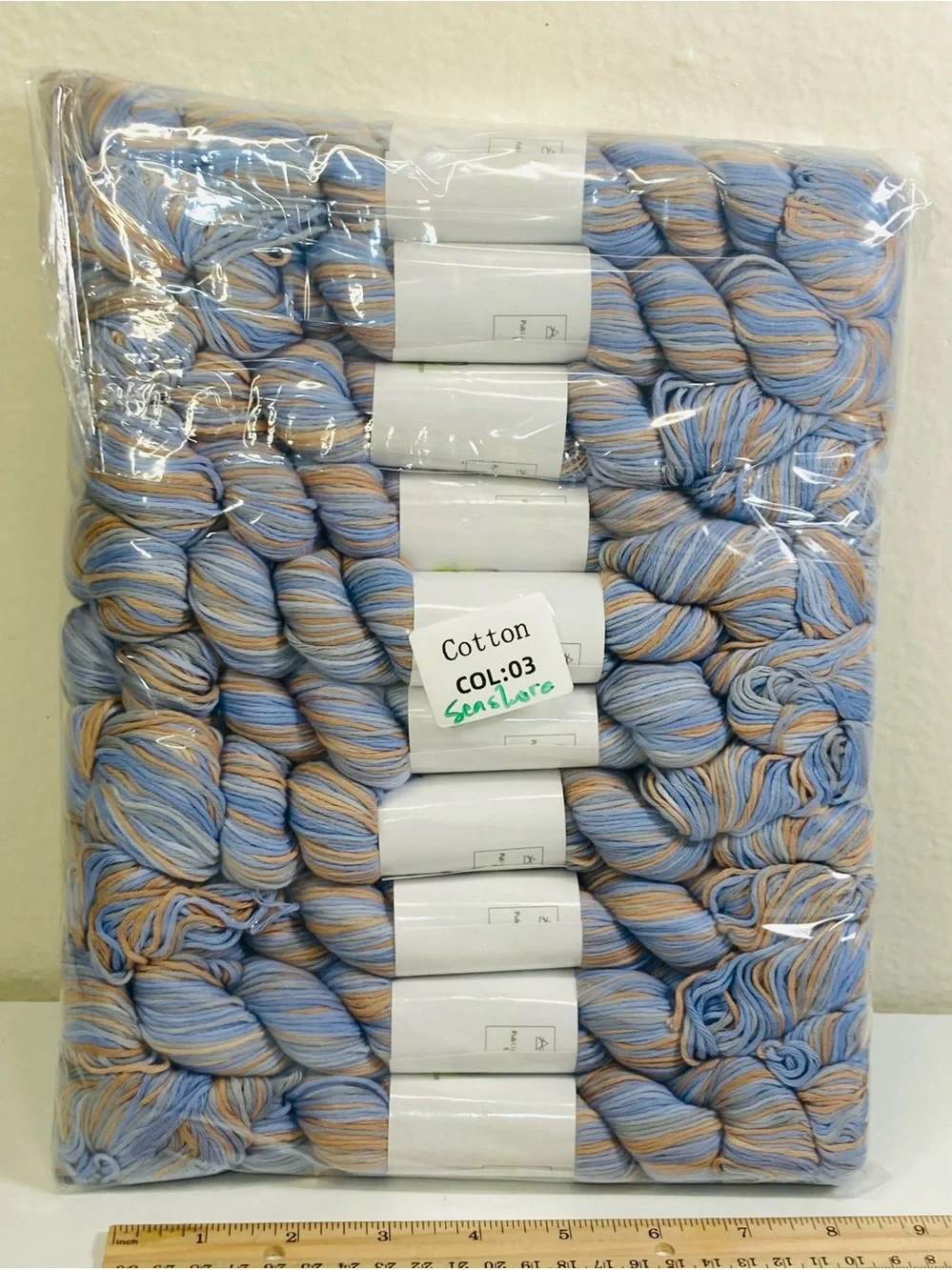10 NEW (~500g total, ~50g ea.) 100% Cotton Variegated Hanks in  Seashore